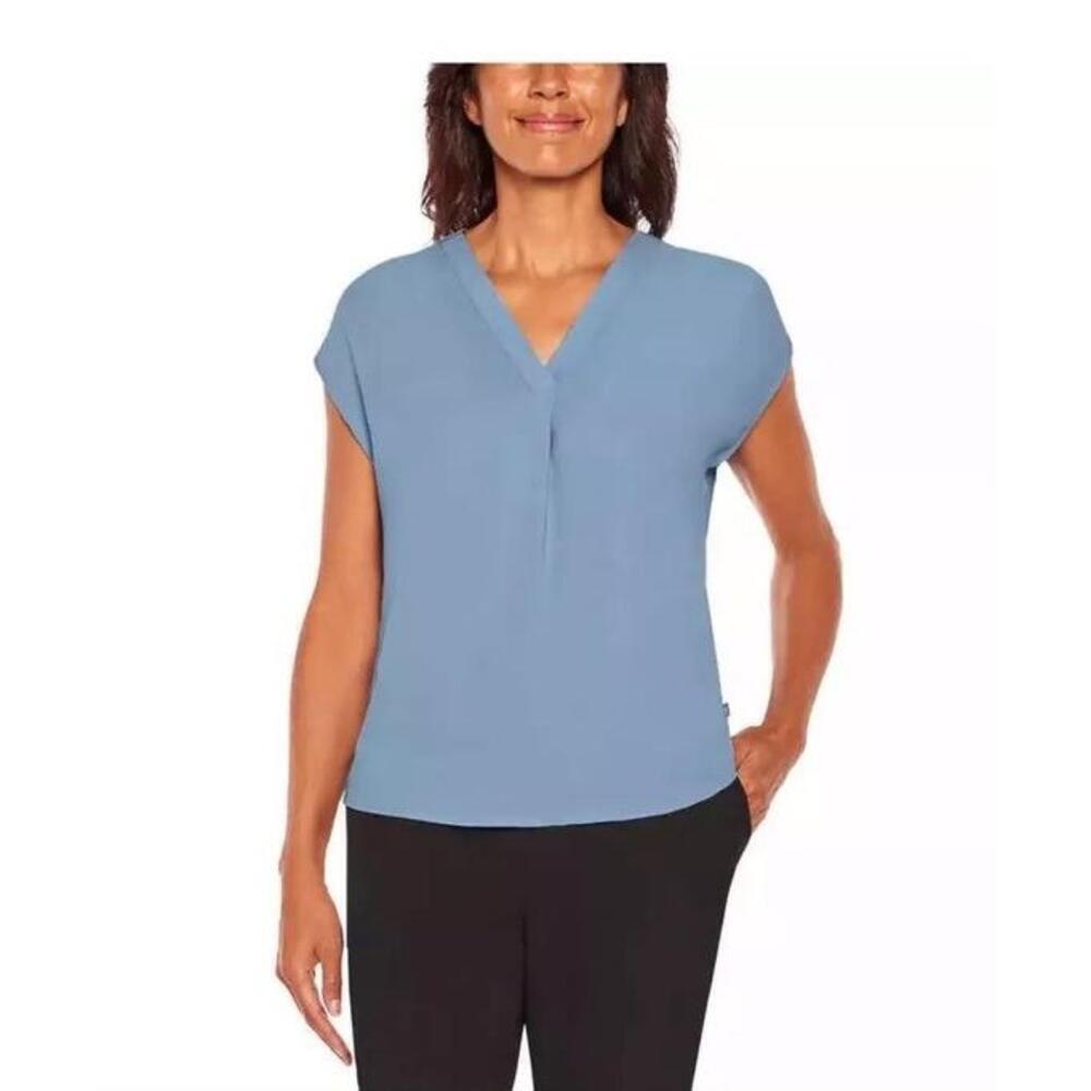 Banana Republic Ladies' Short Sleeve V-Neck Blouse Purple Large N9